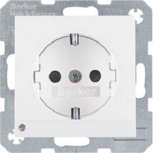 Berker SCHUKO-Steckdose polarweiß glänzend LED-Orientierungslicht 41098989 – Bild 1