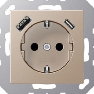 Jung SCHUKO Steckdose 16 A 250 V ~, mit USB-Ladegerät, Berührungsschutz, Serie A A1520-15CACH – Bild 1