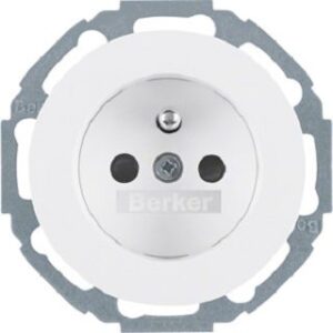 Berker Steckdose polarweiß glänzend mit Schutzkontaktstift 6768792089 – Bild 1