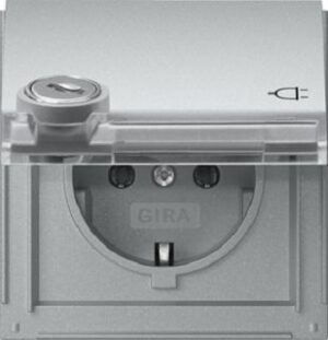 Gira SCHUKO-Steckdose KD Gira TX_44 Aluminium +BSF Schloss gleich 456965 – Bild 1