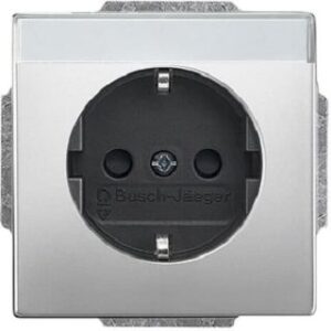 Busch-Jaeger SCHUKO Steckdosen-Einsatz pur edelstahl Beschriftung edelstahl 20EUCNB-866 – Bild 1