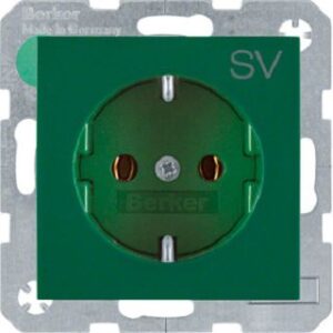 Berker SCHUKO-Steckdose grün glänzend mit Aufdruck 47438903 – Bild 1