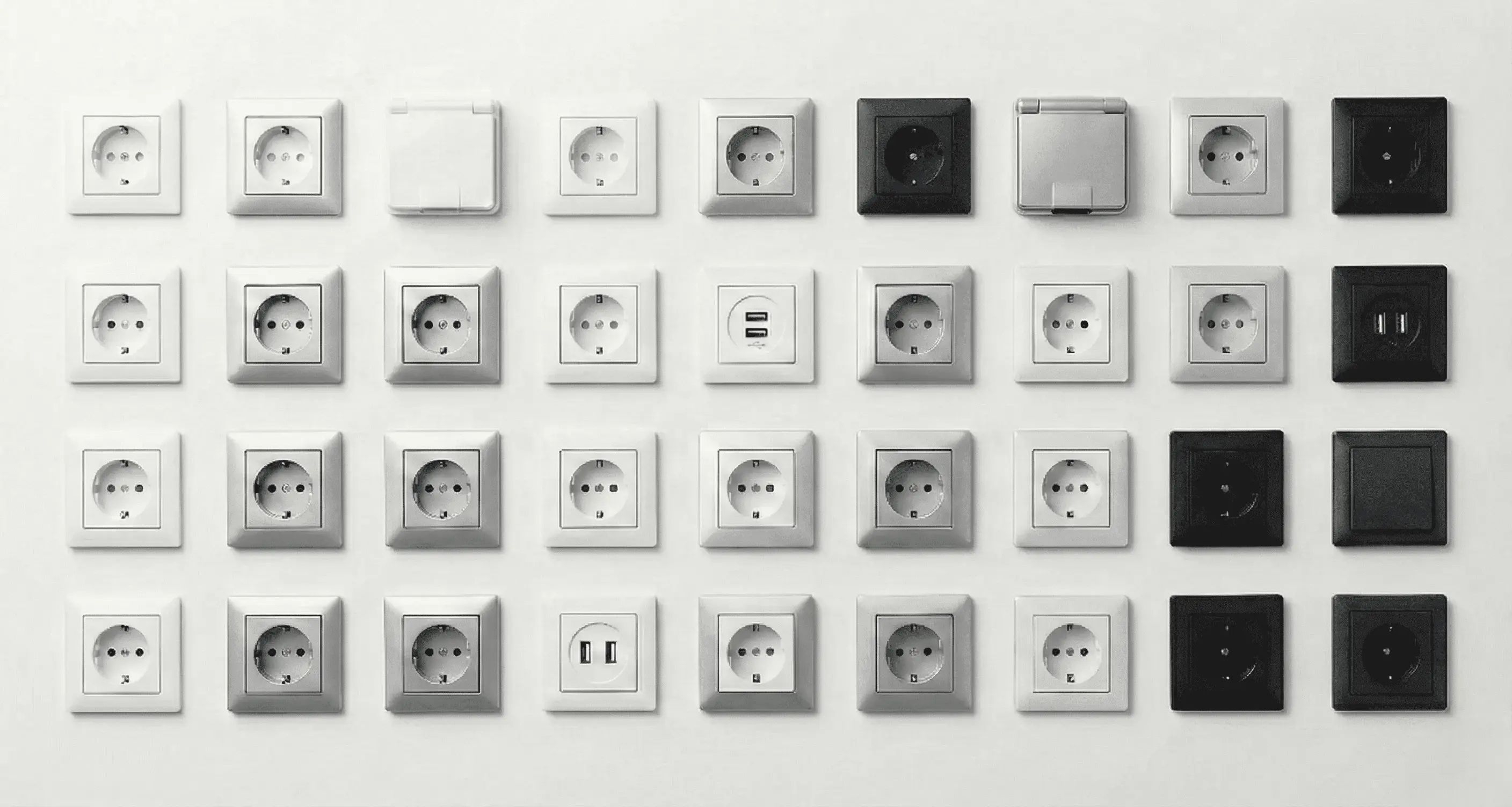 Moderne Lichtschalter und Steckdosen